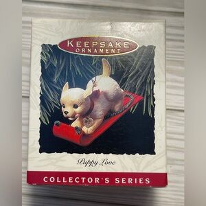 Hallmark Keepsake Ornament Puppy Love Handcrafted Dated 1993